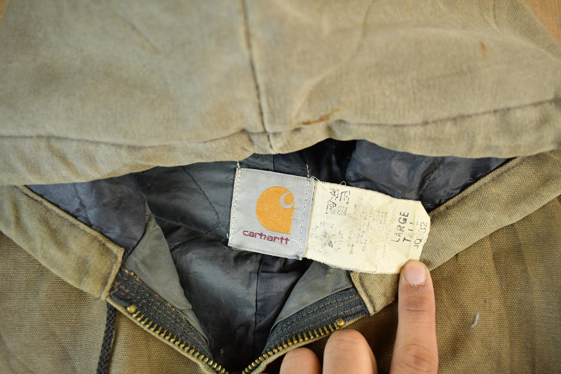 Vintage 80s Carhartt Canvas Hooded Work Jacket - Men's Large Tall