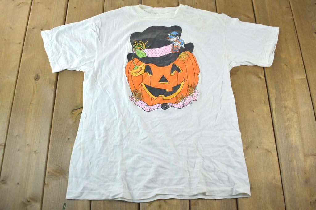 Vintage 1990s Halloween Pumpkin Graphic Print T-Shirt