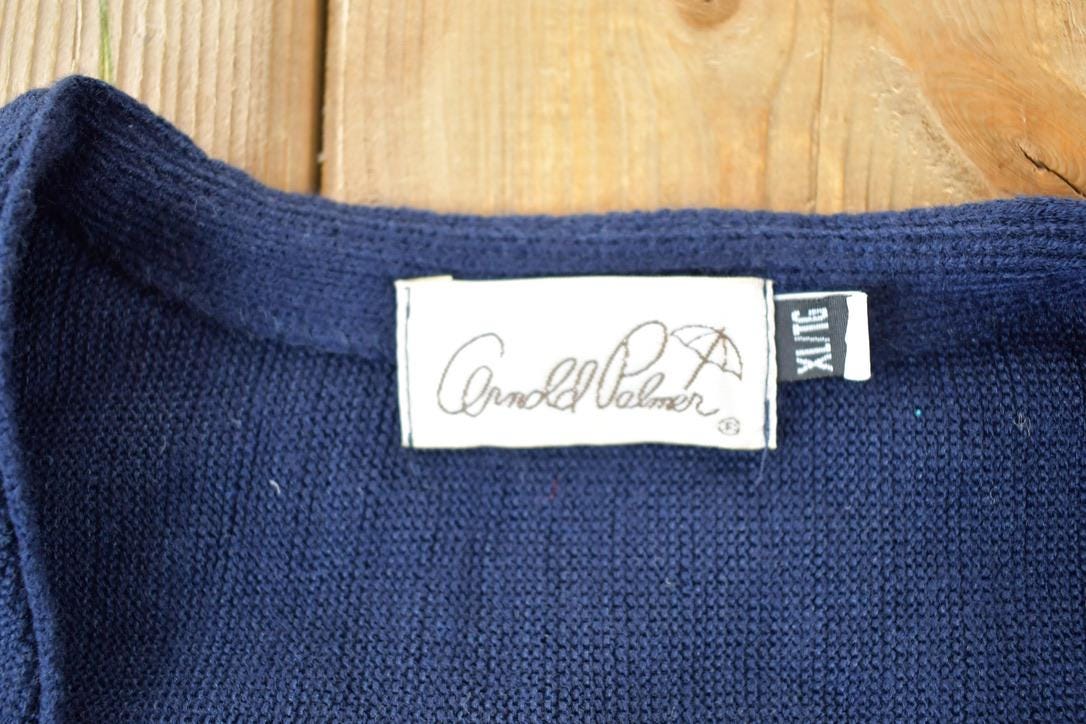 Vintage 1990s Arnold Palmer Knit Perfect Mild Distress Cardigan Sweater Made In USA