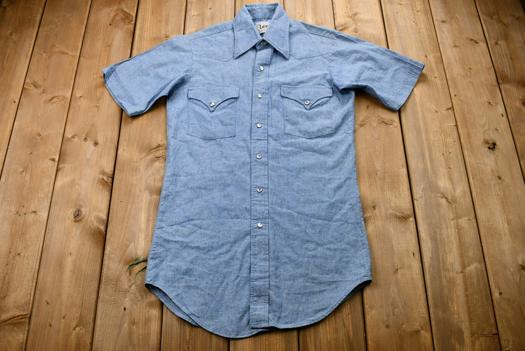 Vintage 1970s LEE Snap-Button Short Sleeve Denim Shirt