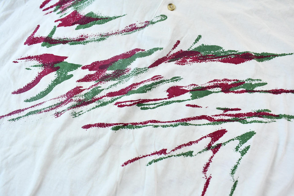 Vintage 1990s Hathaway Knit Classics Single Stitch Lightweight Abstract Graphic Polo Shirt