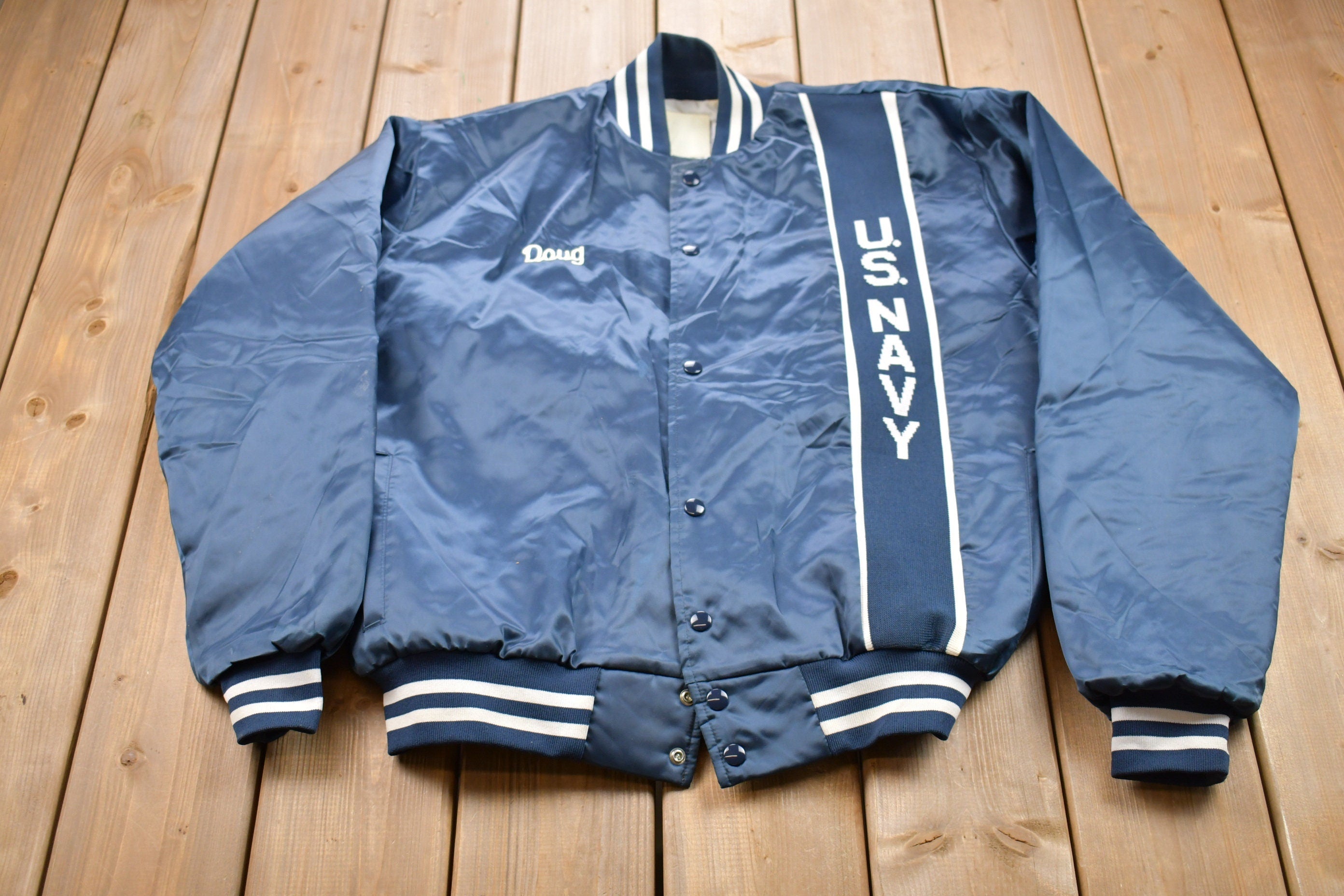 Vintage 1990s US Navy Satin Bomber Jacket