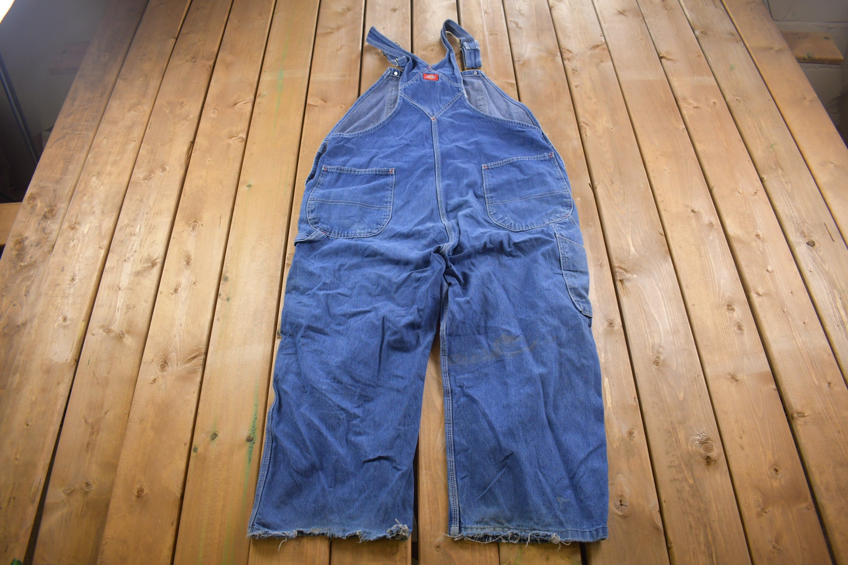 Vintage 1990s Dickies Workwear Denim Jean Overalls Size 46 x 30
