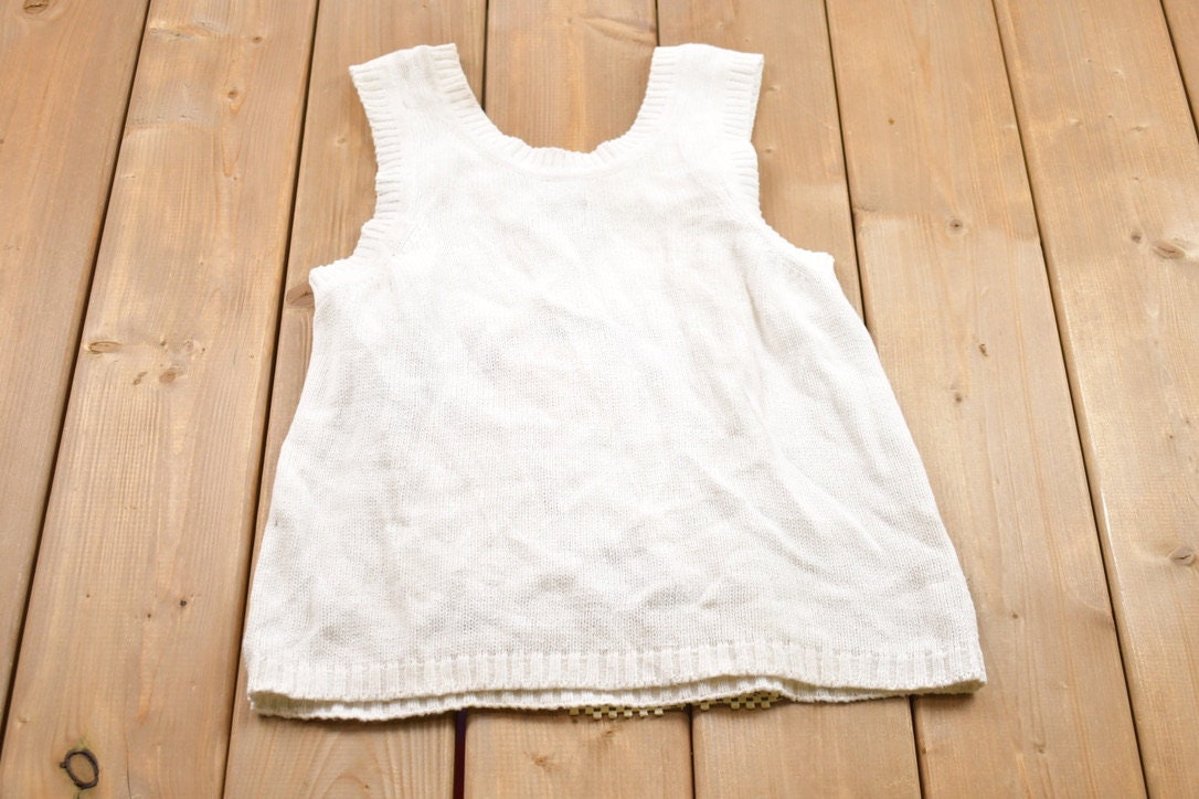 Vintage 1990s Beach Theme Knitted Sweater Vest