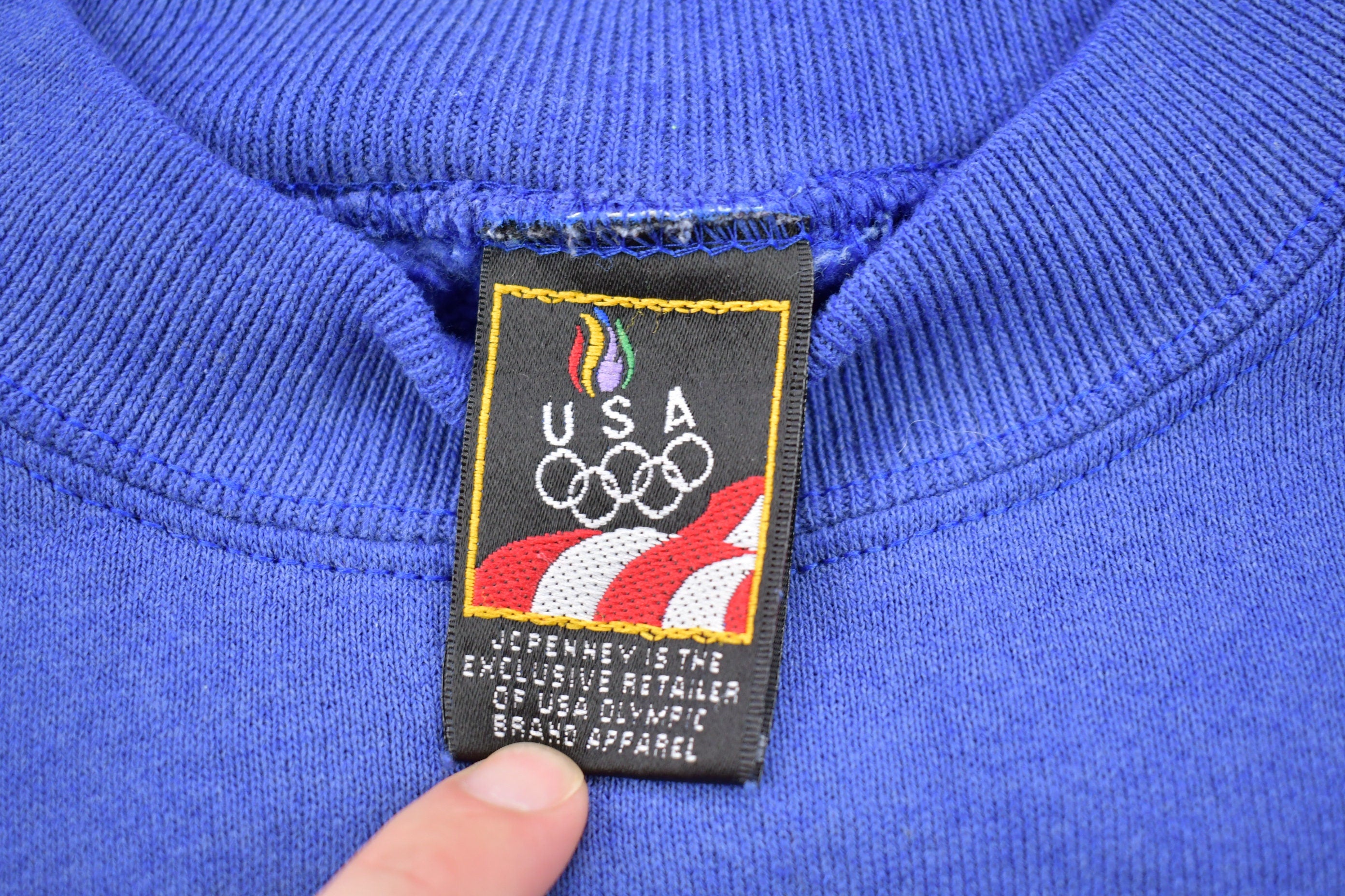 Vintage 1990s Blue USA Olympic Crewneck Sweatshirt