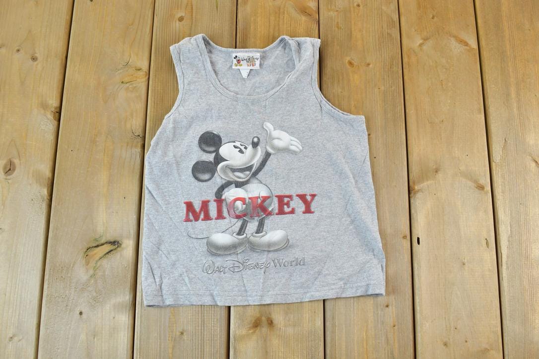Vintage 1990s Mickey Mouse Disney Cartoon Promo Youth Tank Top