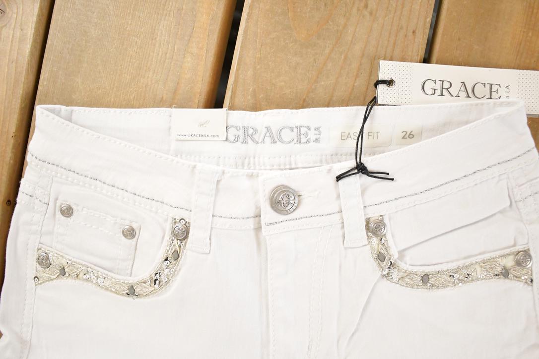 Vintage Deadstock Y2K Grace In LA Bedazzled Bootcut Low Rise Jeans Women's Size 26 x 32
