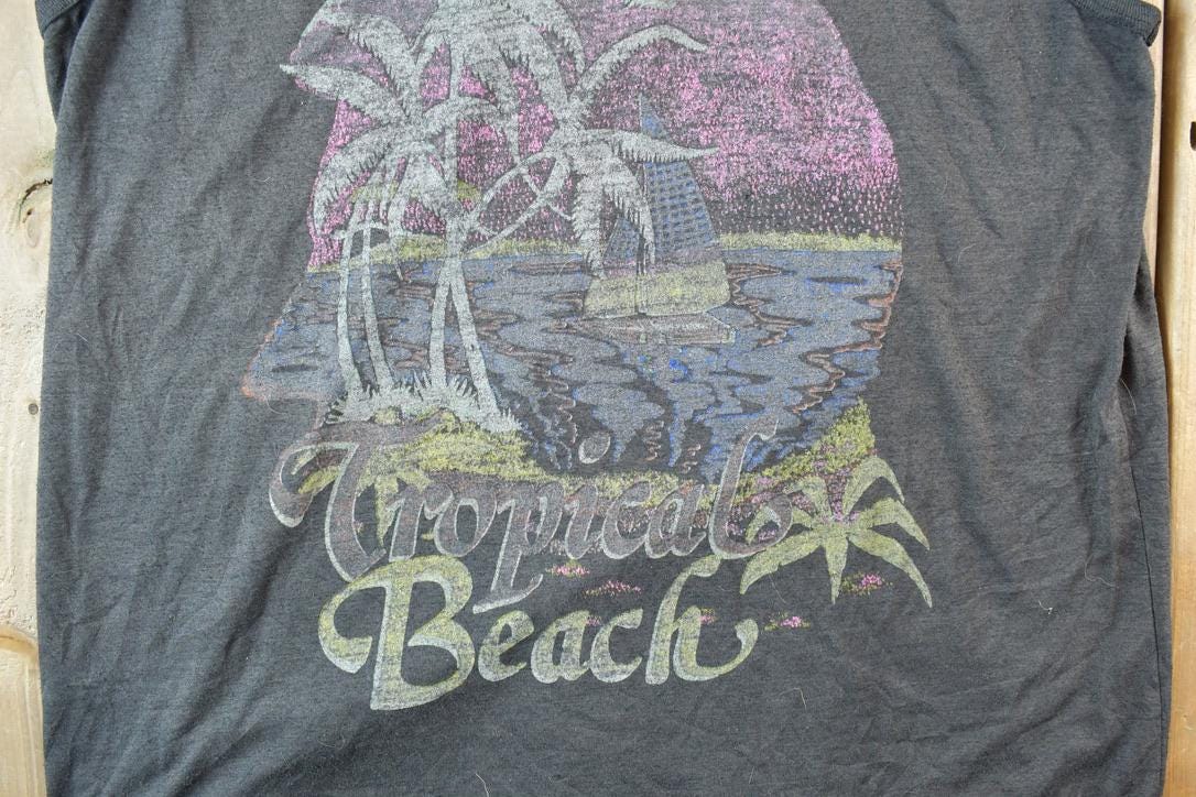 Vintage 1990s Tropical Beach Souvenir Tank Top  Vintage Streetwear  Vacation Tee  Travel T Shirt