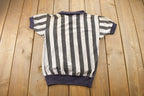 Vintage 1950s Vertical Striped Short Sleeve Quarter Zip Sweater