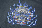 Vintage 1990s Anvil Blue Fire Skull Crewneck Light Sweatshirt