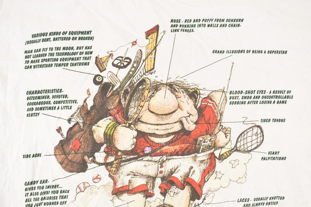 Vintage 1990s Weekend Warrior Souvenir Cartoon T-Shirt Men's L