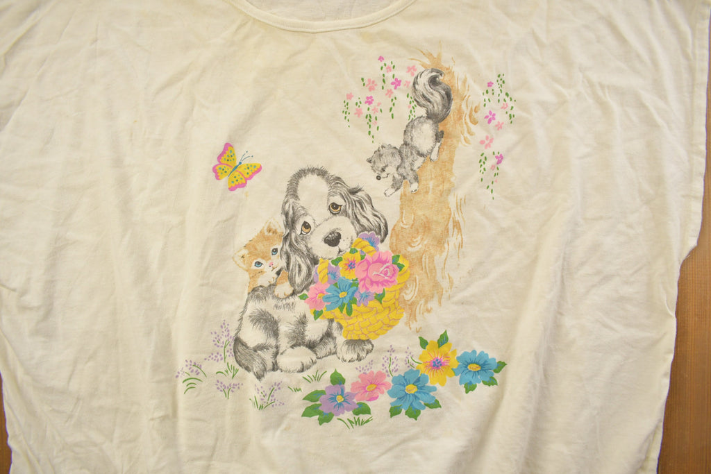 Vintage 1990s Cute Animals Graphic Sleeveless T Shirt