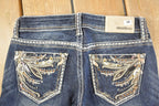 Vintage Deadstock Y2K Grace In LA Bedazzled Bootcut Low Rise Jeans Women's Size 26 x 31