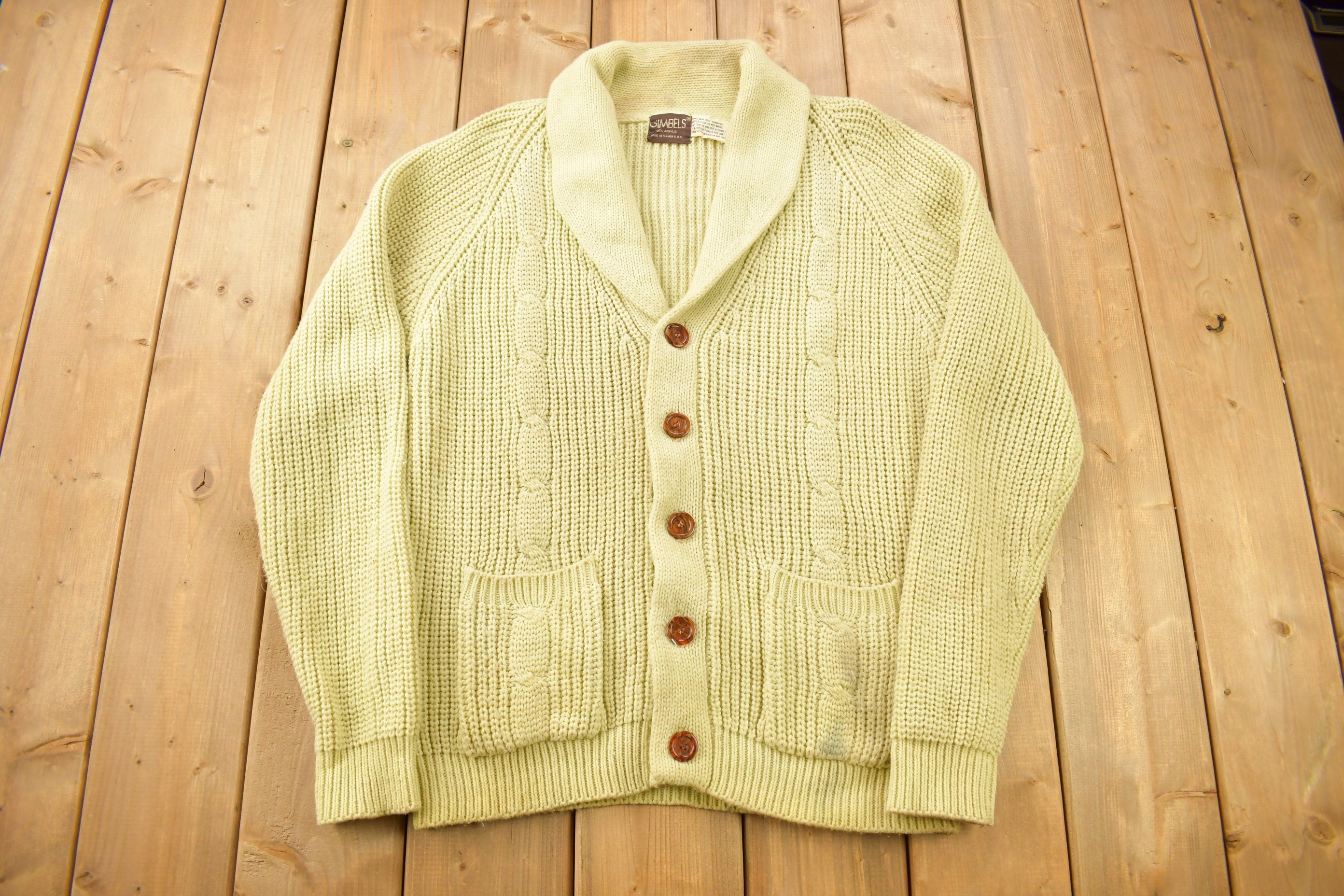 Vintage 1980s Gimbels Blank Acrylic Cardigan Sweater