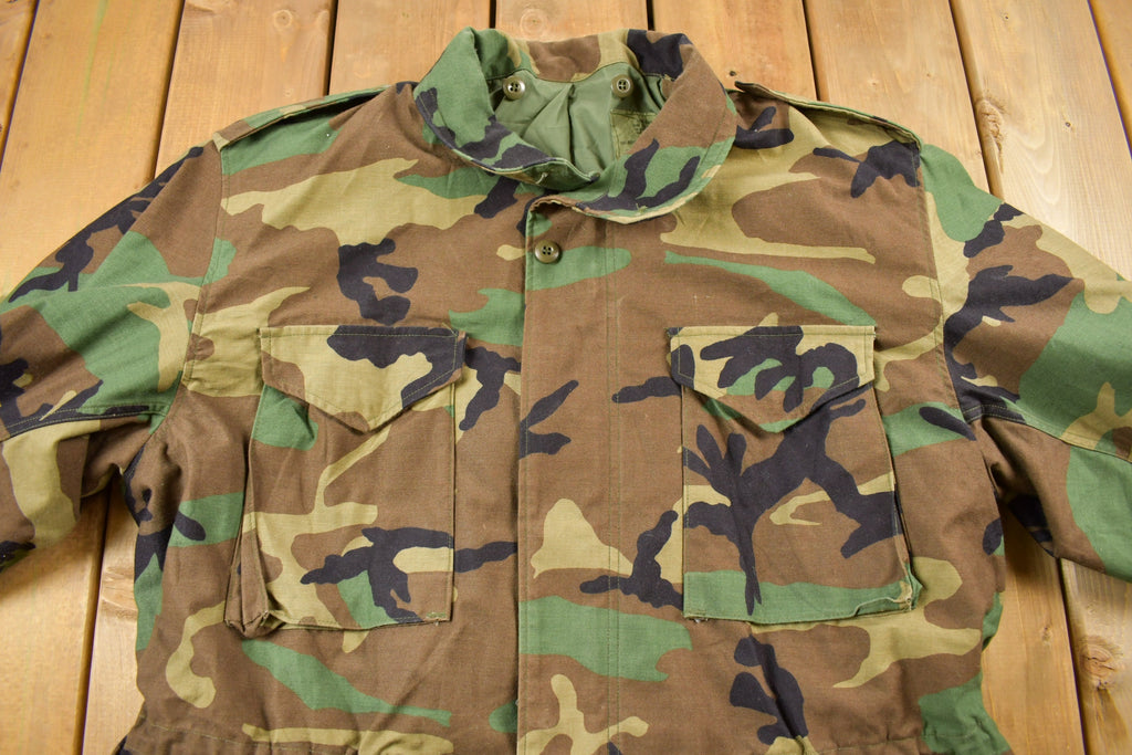 Vintage 1993 Army Woodland Camo Cold Weather Military Field Jacket