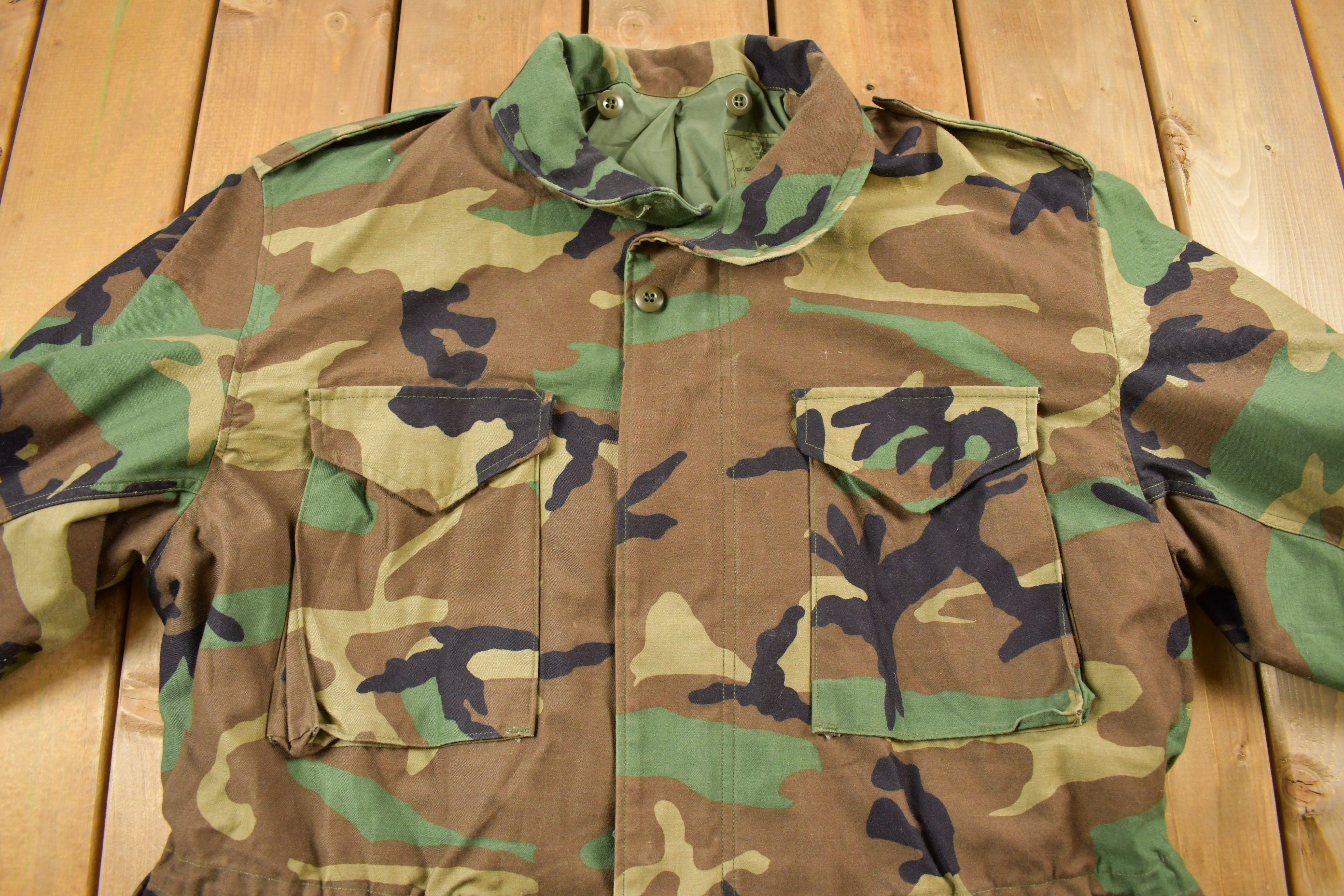 Vintage 1993 Army Woodland Camo Cold Weather Military Field Jacket