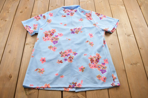 Vintage 1990s Land 'n Sea Floral Summer Button Up Shirt / Made in USA / Floral Pattern / Casual Shirt / Double Pocket / Size Extra large