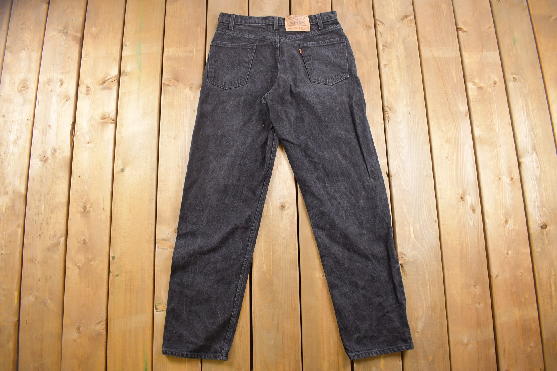 Vintage 1980s Levi's 550 Orange Tab Black Denim Jeans Size 30 x 31