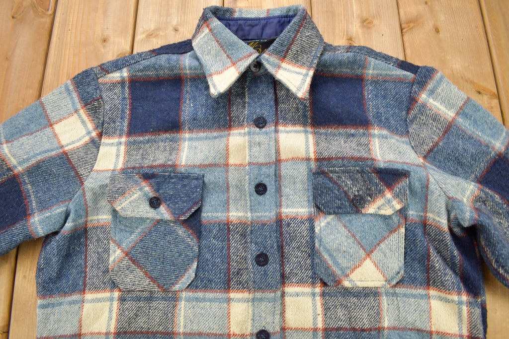 Vintage 1980s Double Breasted Plaid Flannel Button Up Shirt