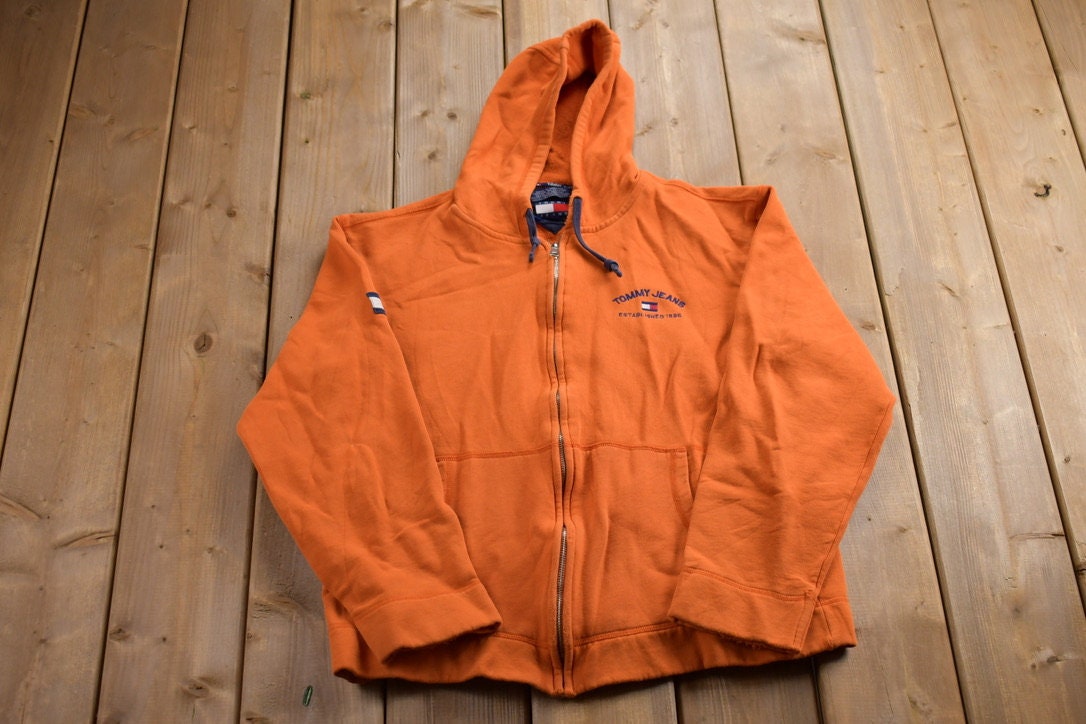 Vintage 1990s Zip Up Tommy Jeans Graphic Hoodie