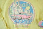 Vintage 1990s City Style Super Unique Collared Pink Cadillac Crewneck Sweatshirt Made In USA