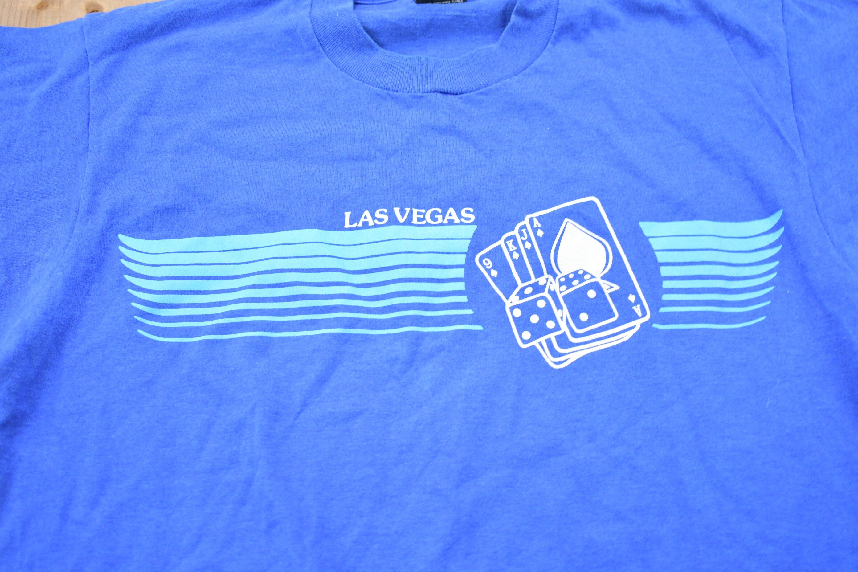 Vintage 1990s Las Vegas Gambling Poker Graphic T-Shirt