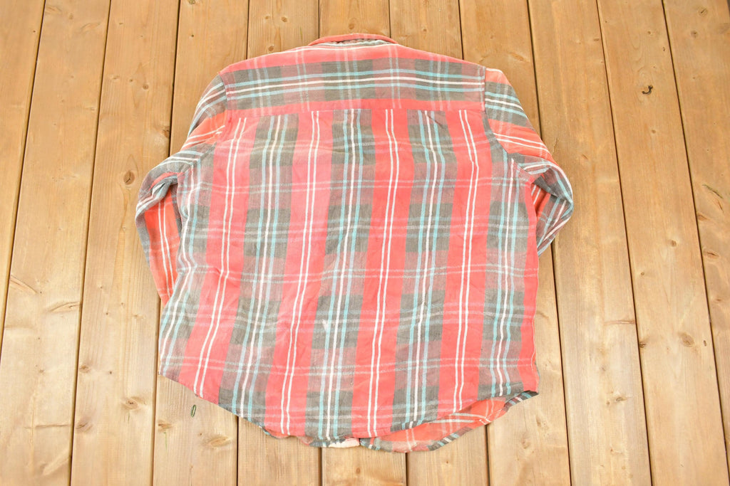 Vintage 1990s Five Brother Plaid Western Style Button Up Shirt Men's XL