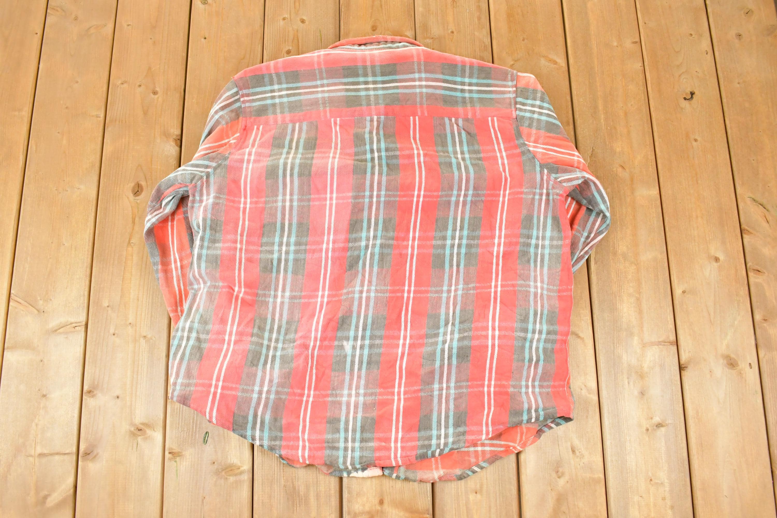 Vintage 1990s Five Brother Plaid Western Style Button Up Shirt Men's XL