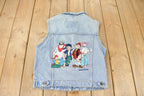 Vintage 1990s Too Cute Universal Studios Cartoon Betty Boop Embroidered Denim Vest