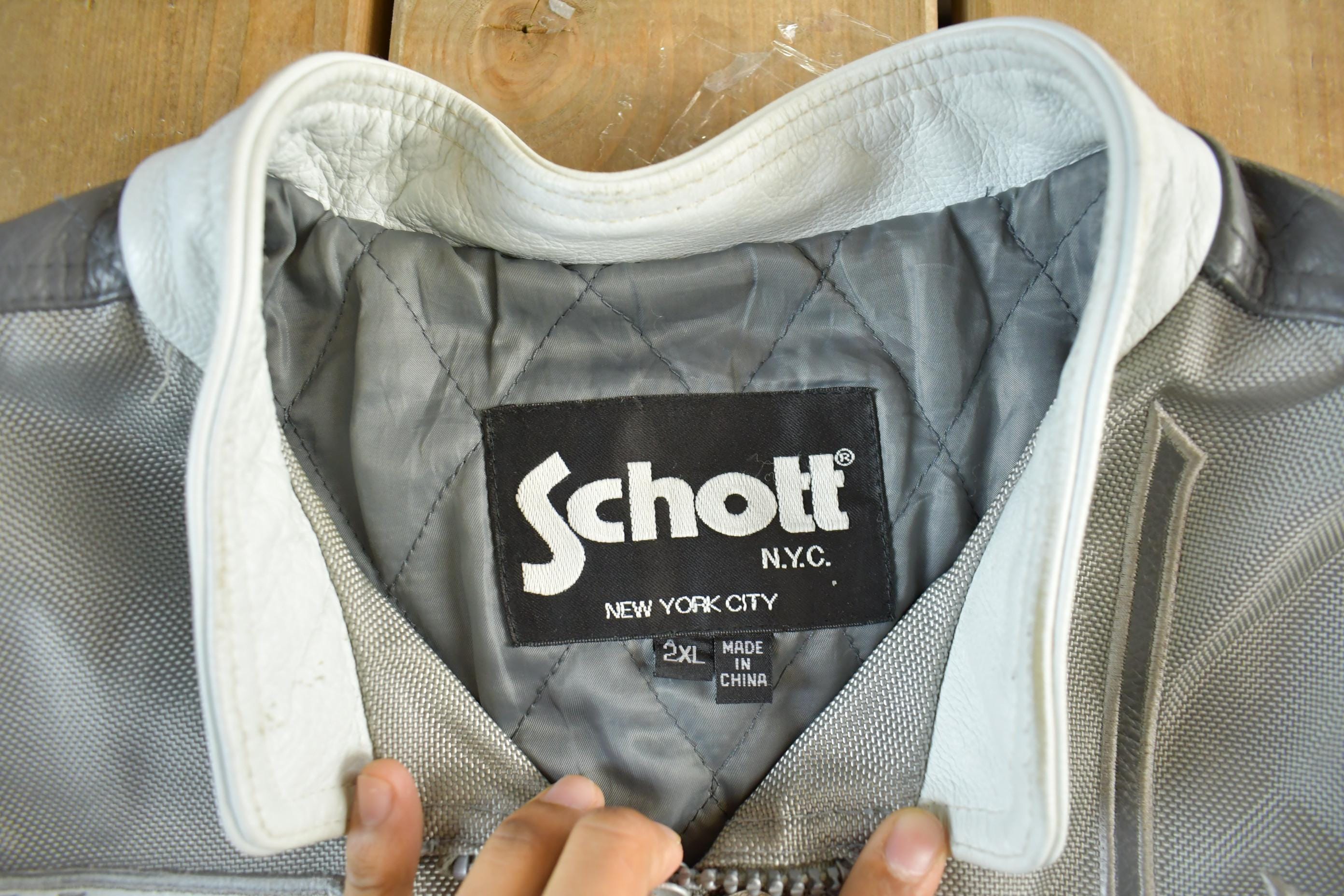 Vintage Y2K Schott Motorcycle Leather Jacket Men's 2XL