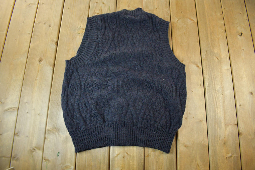 Vintage 1990s Boston Traders Wool Knit Cardigan Sweater Vest Men's Medium /