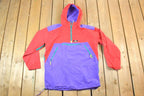 Vintage 1990s Sierra Designs Colour Block Hooded Windbreaker Quarter Zip Spring Jacket