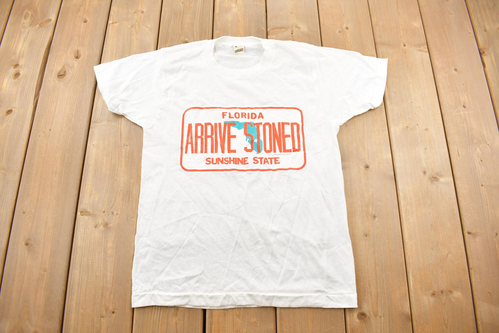 Vintage 1980s Florida T Sunshine State Funny Graphic Souvenir T Shirt