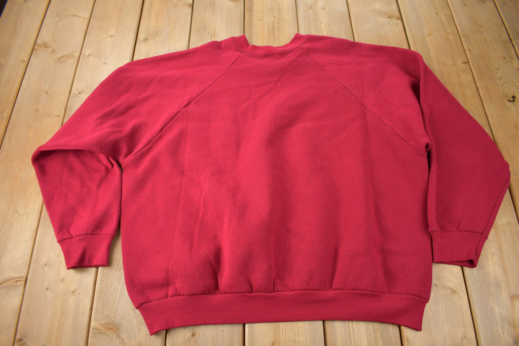 Vintage 1990s Blank Red Raglan Crewneck Sweatshirt Made In USA Size XXL