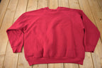 Vintage 1990s Blank Red Raglan Crewneck Sweatshirt Made In USA Size XXL