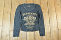 Women Vintage Fracomina Y2K Dragon Eye London T-Shirt / Vigoss Grunge Skull Print / Contrast Stitch / Internet Famous Clothing / Over Dyed