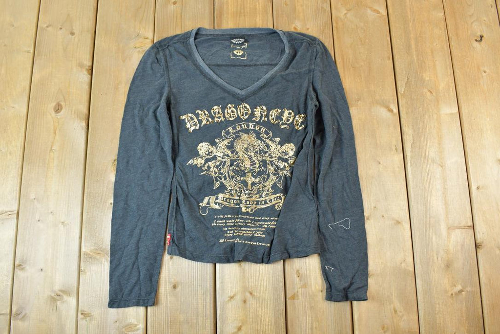 Women Vintage Fracomina Y2K Dragon Eye London T-Shirt