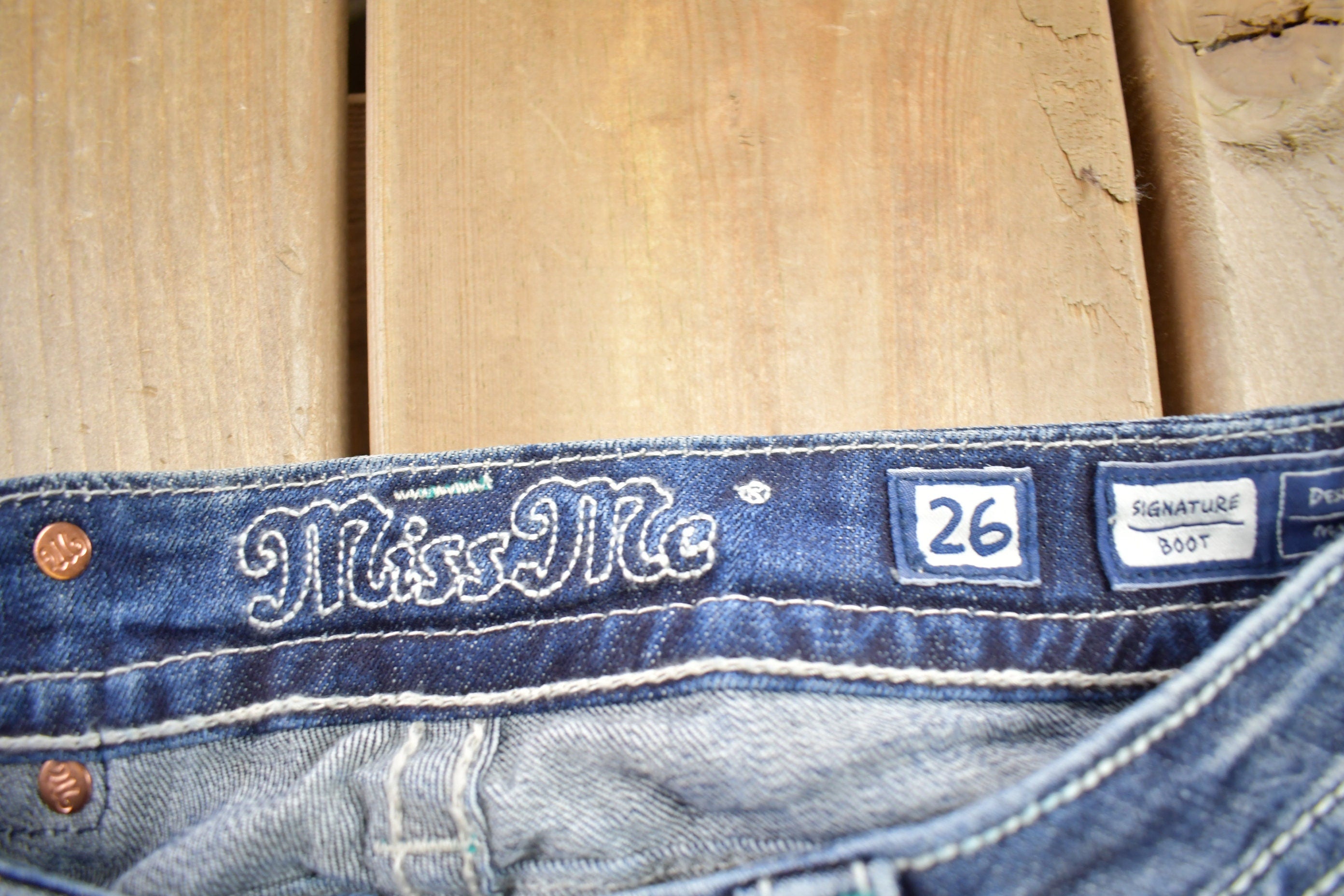 Vintage Y2K Miss Me Bedazzled Low Rise Jeans Size 26x33