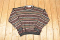 Vintage 1990s New Era Abstract Striped Knit Crewneck Sweater Men's L