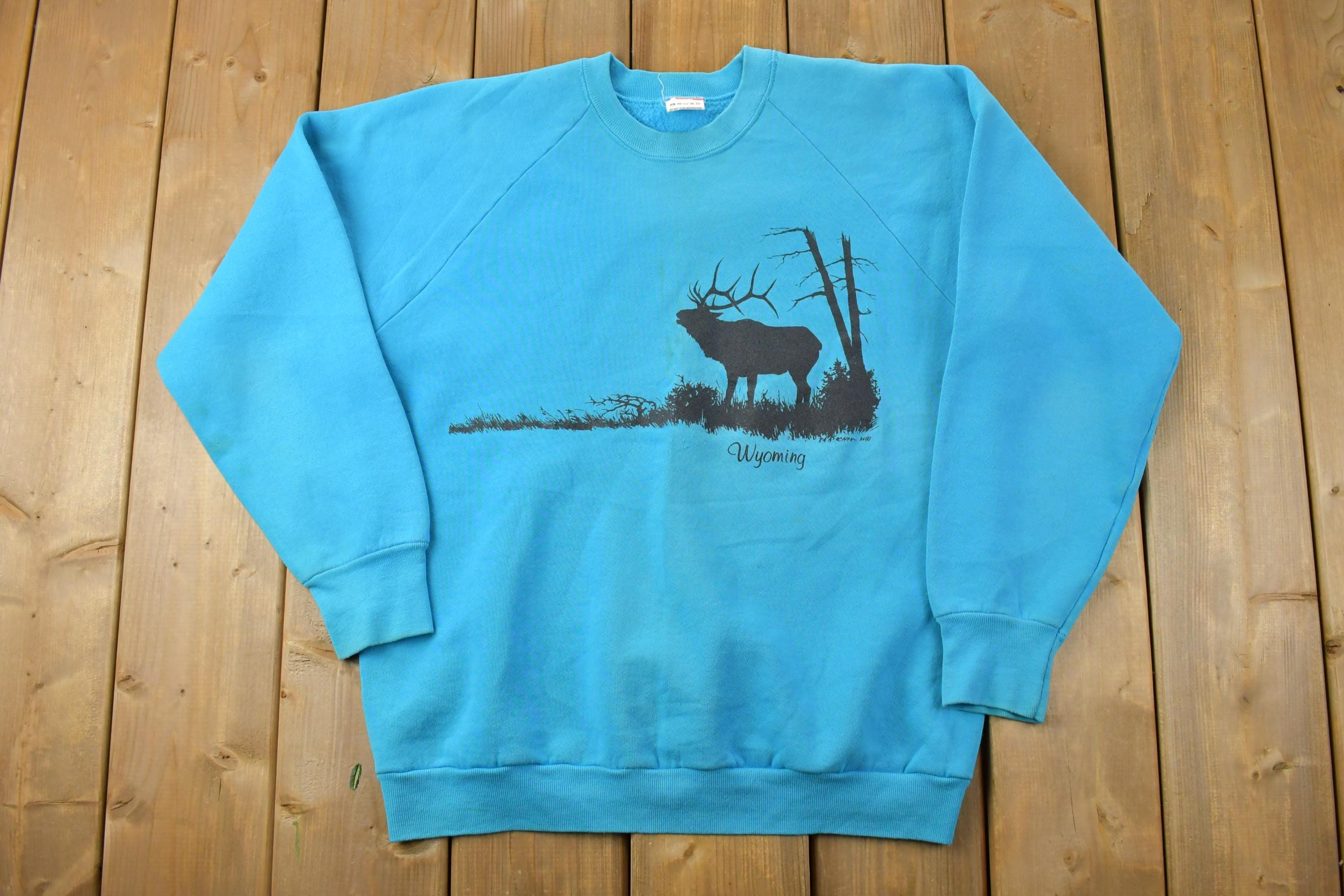 Vintage 1990s Wyoming Howling Moose Crewneck Sweatshirt