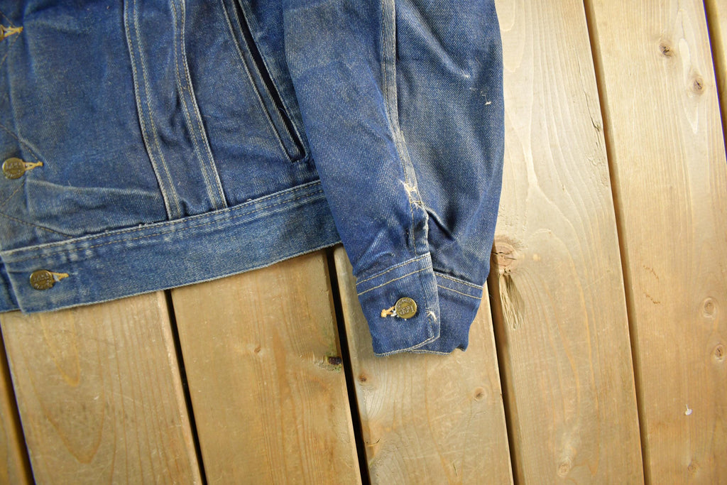 Vintage 1970s Lee Storm Riders Blanket Lined Denim Jean Trucker Jacket Men's Large