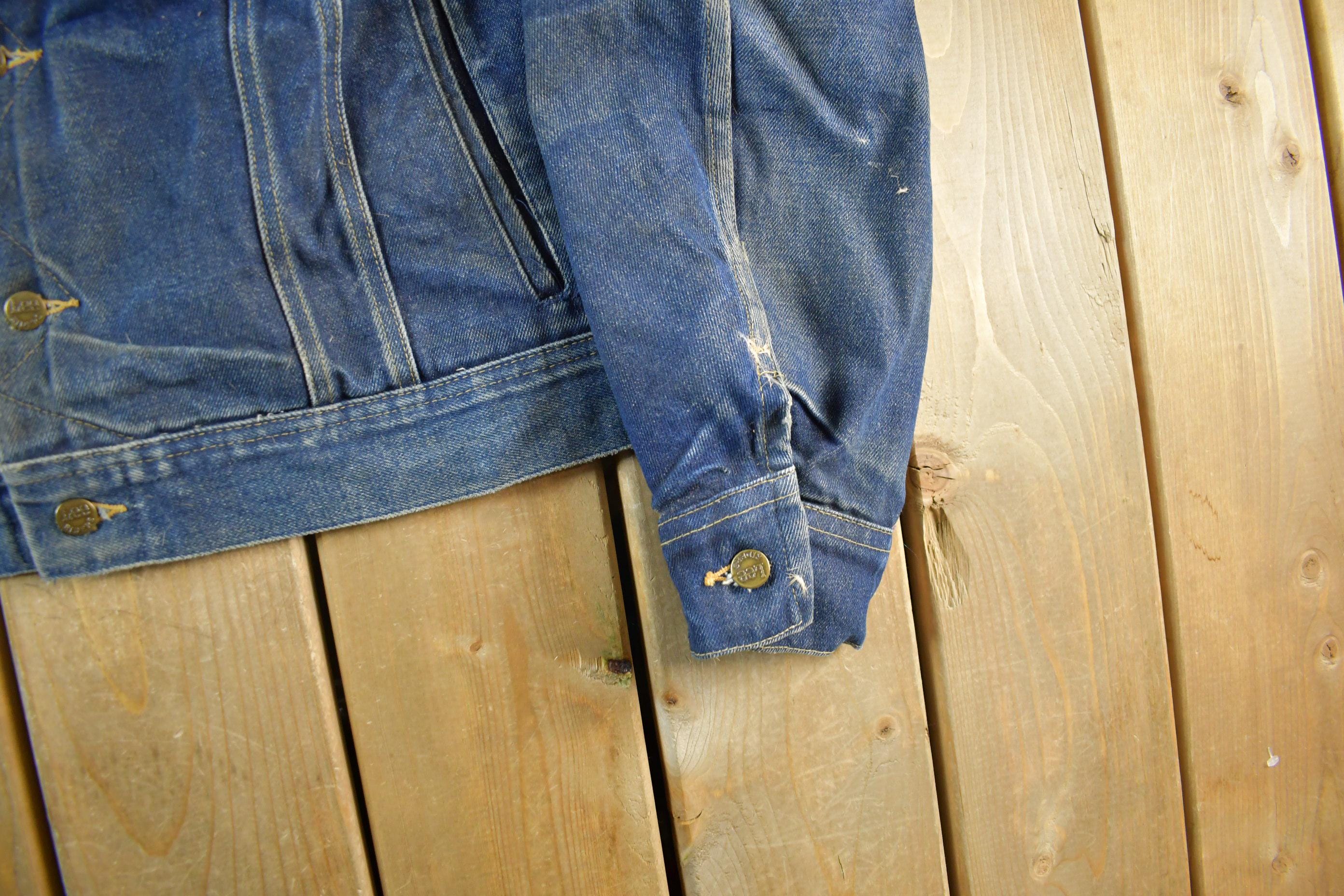 Vintage 1970s Lee Storm Riders Blanket Lined Denim Jean Trucker Jacket Men's Large