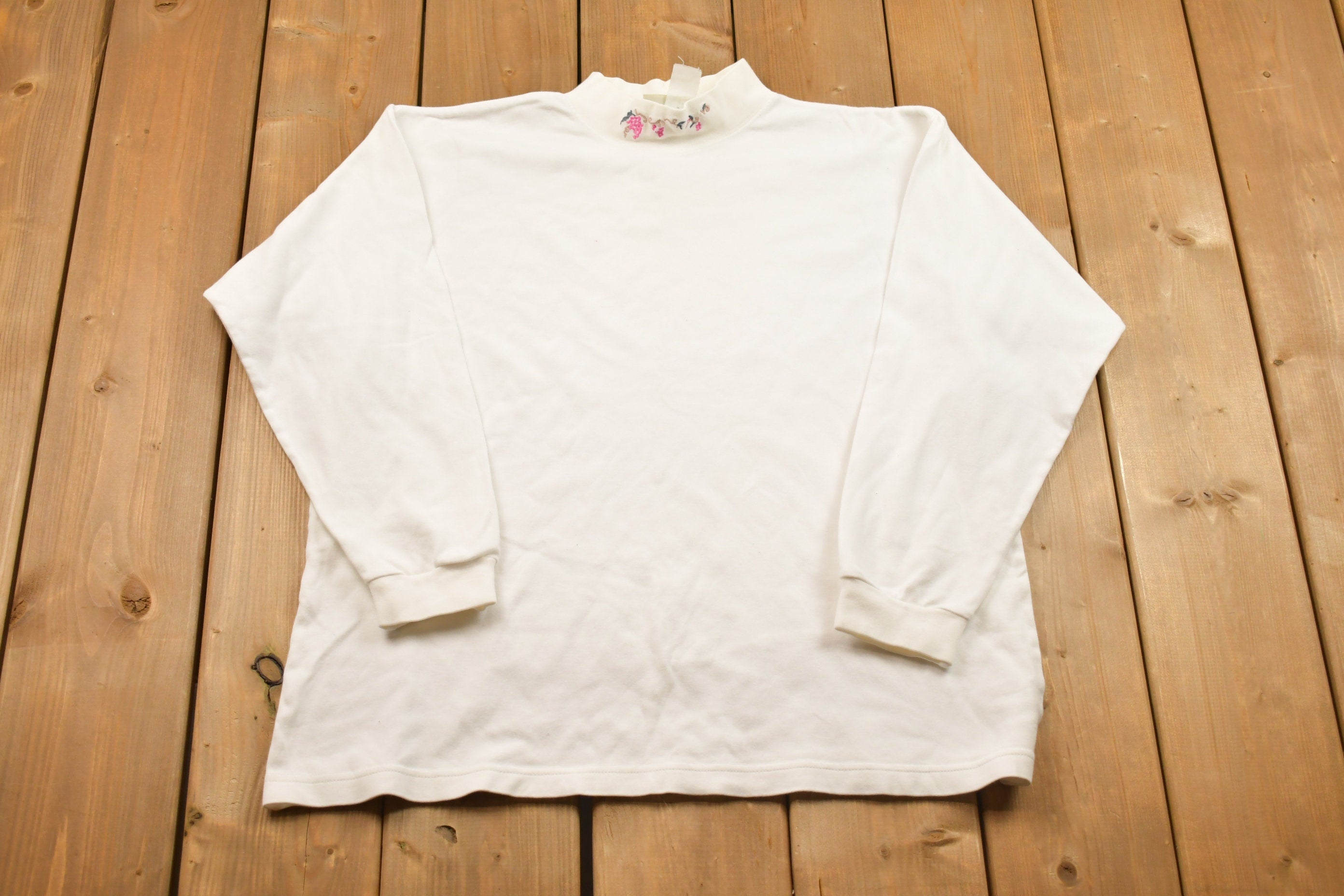 Vintage 1990s Cute Crewneck Mock Neck Sweater