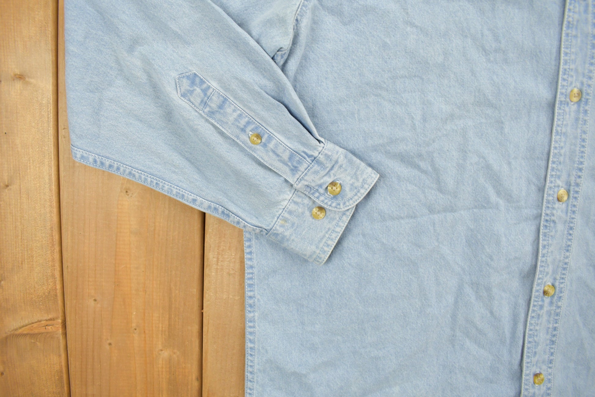 Vintage 1990s Eqvalan Embroidered Denim Button Up Shirt /