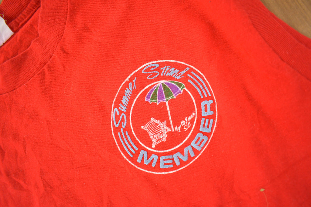 Vintage 1970s Summer Strand Member Myrtle Beach South Carolina Souvenir Travel T Shirt Made In USA