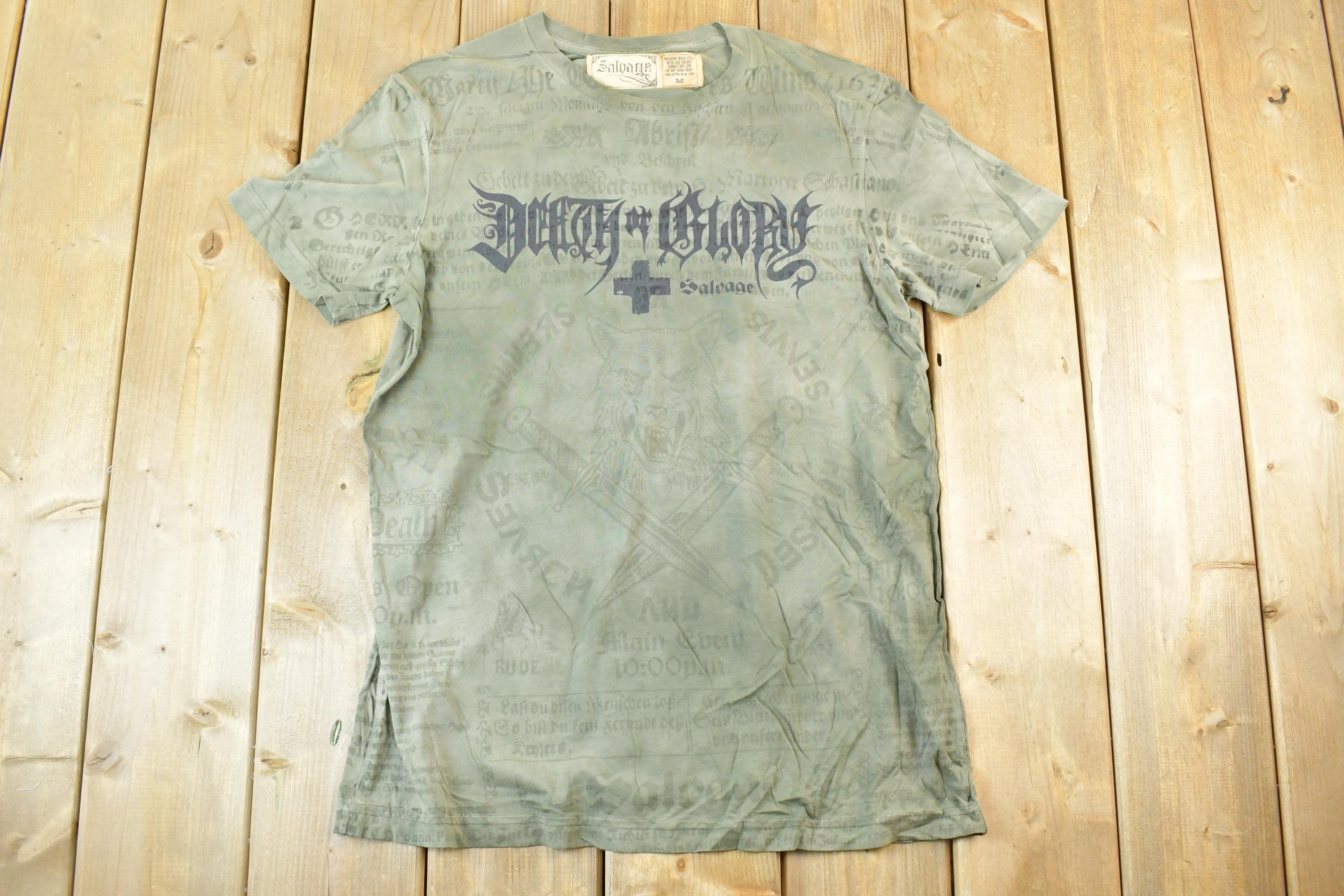 Women Vintage Vigoss Y2K Salvage Death And Glory T-Shirt Vigoss Grunge Skull Print