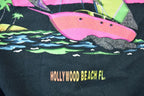 Vintage 1990s Hollywood Beach Florida Neon Sailboat Crewneck Sweatshirt