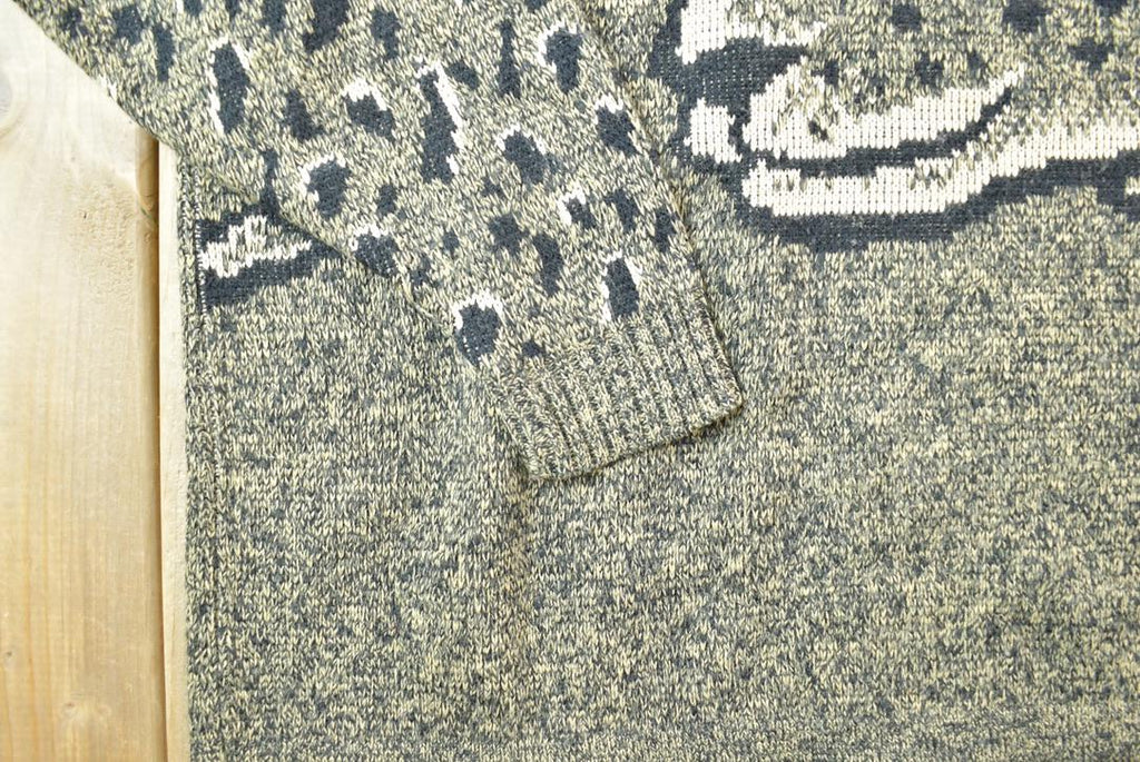Vintage 1990s Seafarer Leopard Print Knit Crewneck Sweater