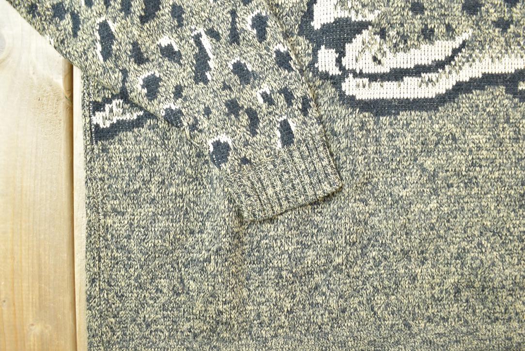 Vintage 1990s Seafarer Leopard Print Knit Crewneck Sweater