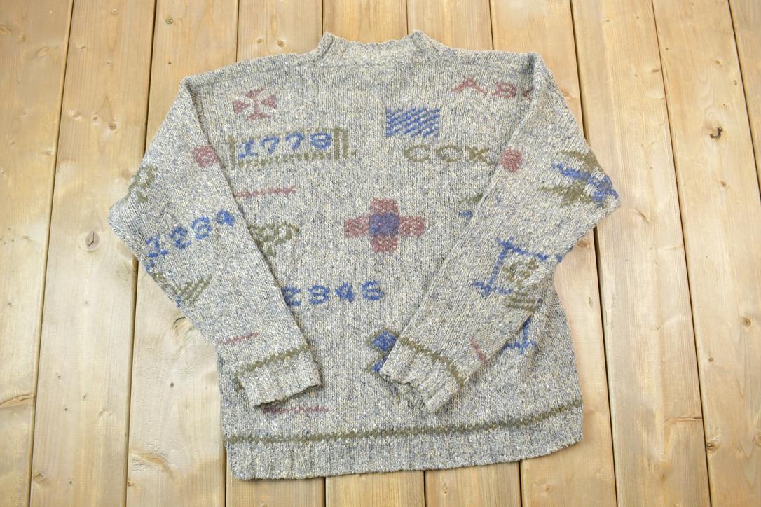 Vintage 1990s Casual Club Abstract Pattern Knit Crewneck Sweater